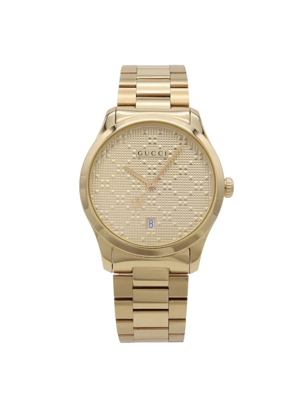 Gucci G-Timeless Collection Date SS Gold Dial Quartz Watch 126.4